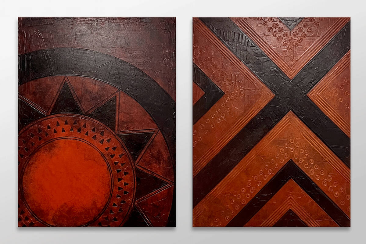 Zwei grafische Werke mit Adaptionen keltischer Ornamentik.