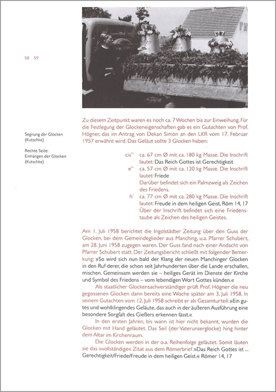 Innenseite der Festschrift zum 50-jährigen Jubiläum der Manchinger Friedenskirche.