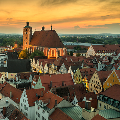 Blick über die historische Altstadt von Ingolstadt.