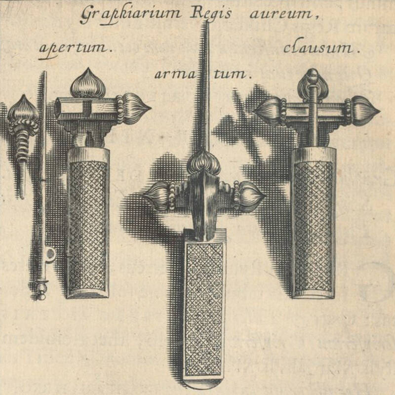 Der vermeintliche Schreibgriffel des Merowingerkönigs Childerich I. in einer Publikation von Jean Jacque Chiflet.