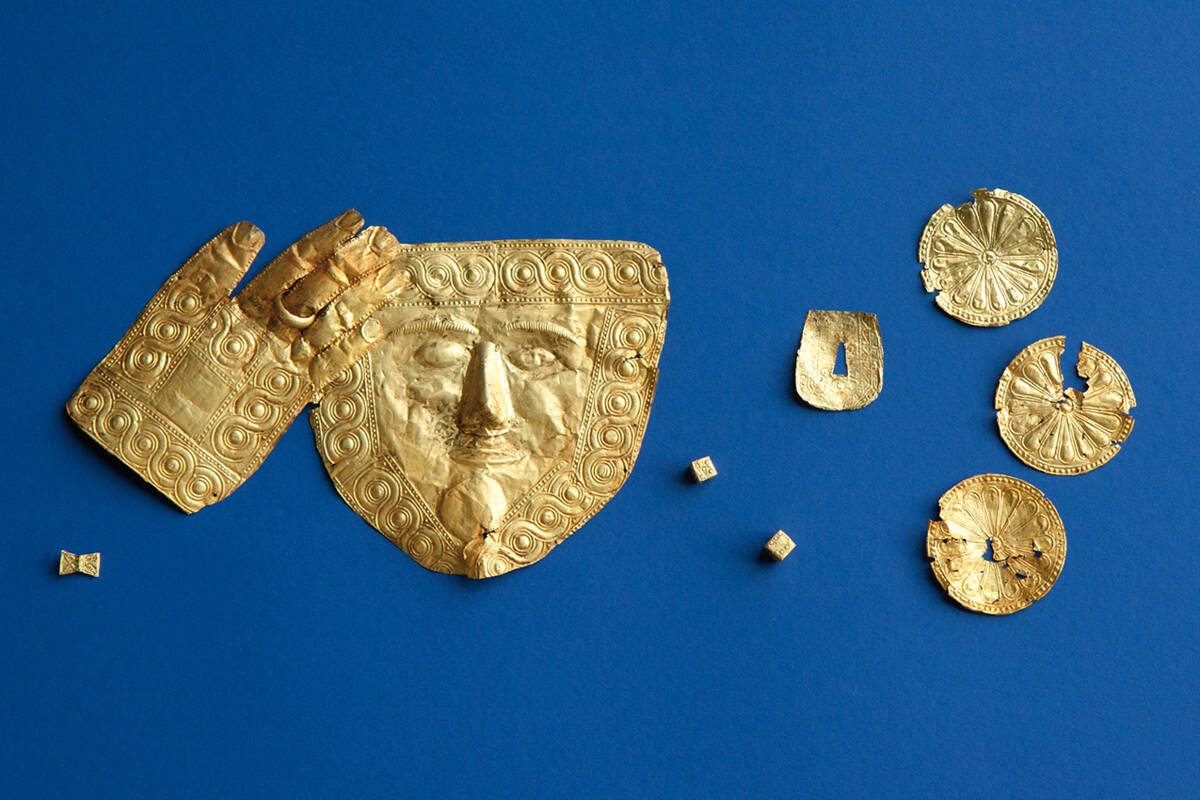 Goldene Grabbeigaben aus dem Prinzengrab von Lychnidos.